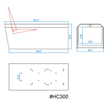 HC300 post mounted mailbox dimensions and technical drawing