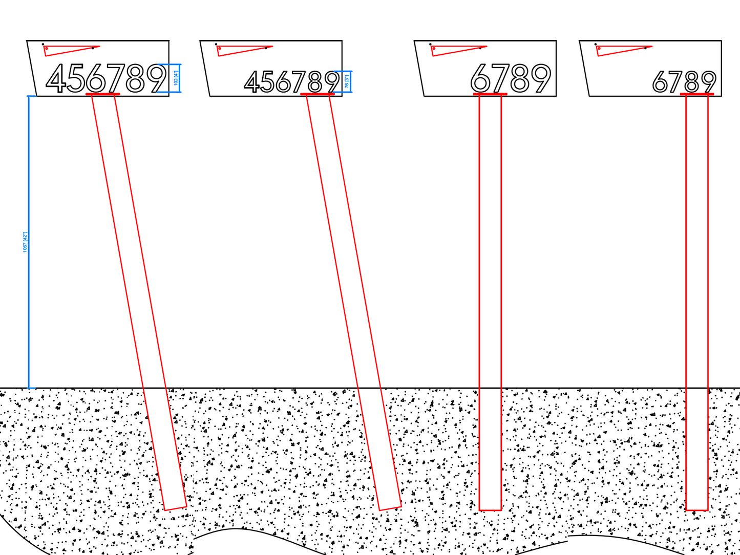 HC300 post mounted mailbox installation height diagram