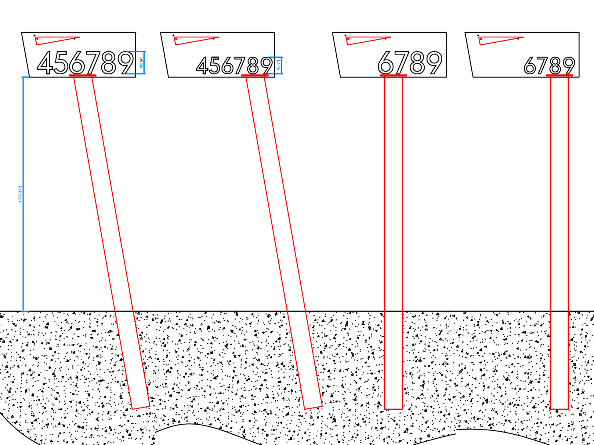 HC300 post mounted mailbox installation height diagram