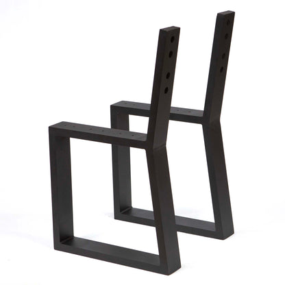 front angle view of trapezoid aluminum bench legs with integrated backrest structure