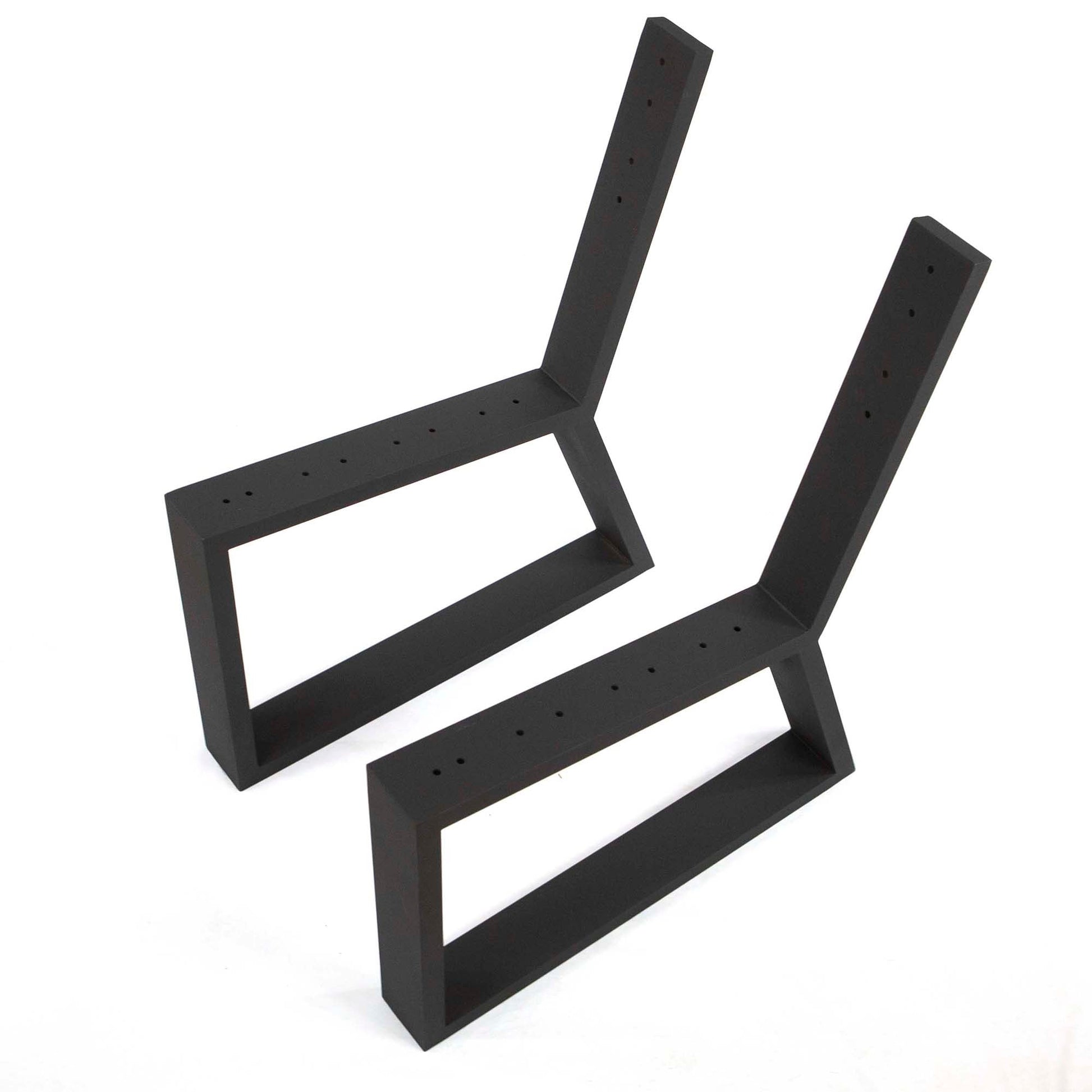 angled view of black aluminum trapezoid lounge frame with integrated backrest support