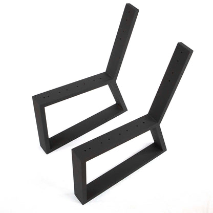 angled view of black aluminum trapezoid lounge frame with integrated backrest support