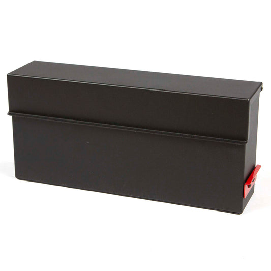 Rusty Design black metal wall mounted mailbox with secure lid and side lock