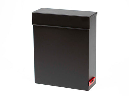 Black wall mounted mailbox HC210 with closed lid front view